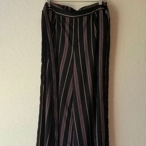 Black Striped Baggy Wide Leg Trouser Pants  M/L